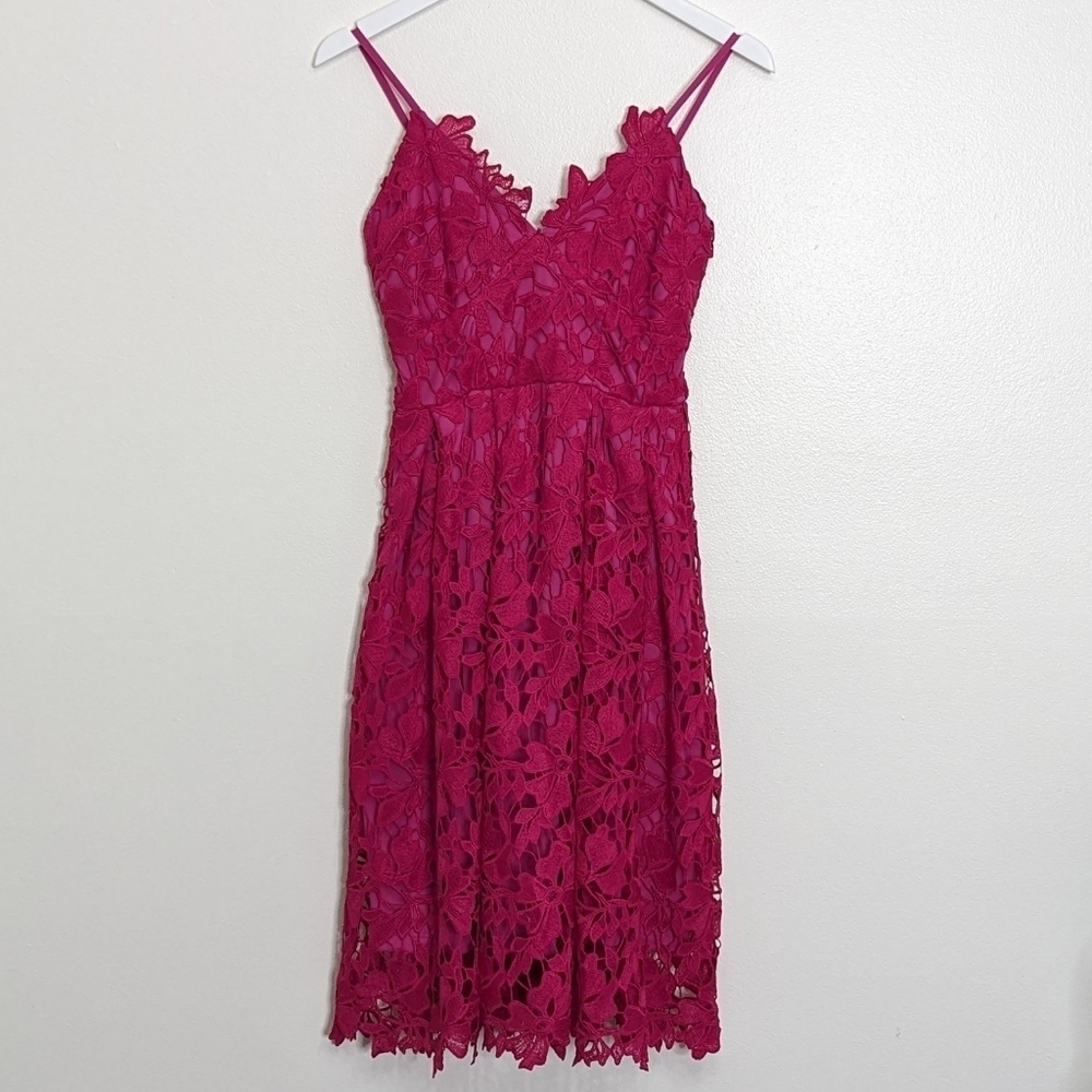 Love...Ady XS Extra Small Pink Lace Dress Spaghetti Straps